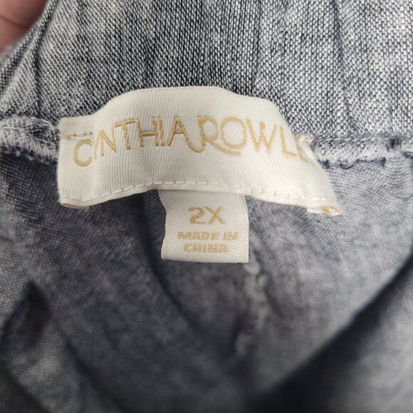 Cynthia Rowley gray linen blend pull on plus size coastal beachy vacation pants - Picture 4 of 8